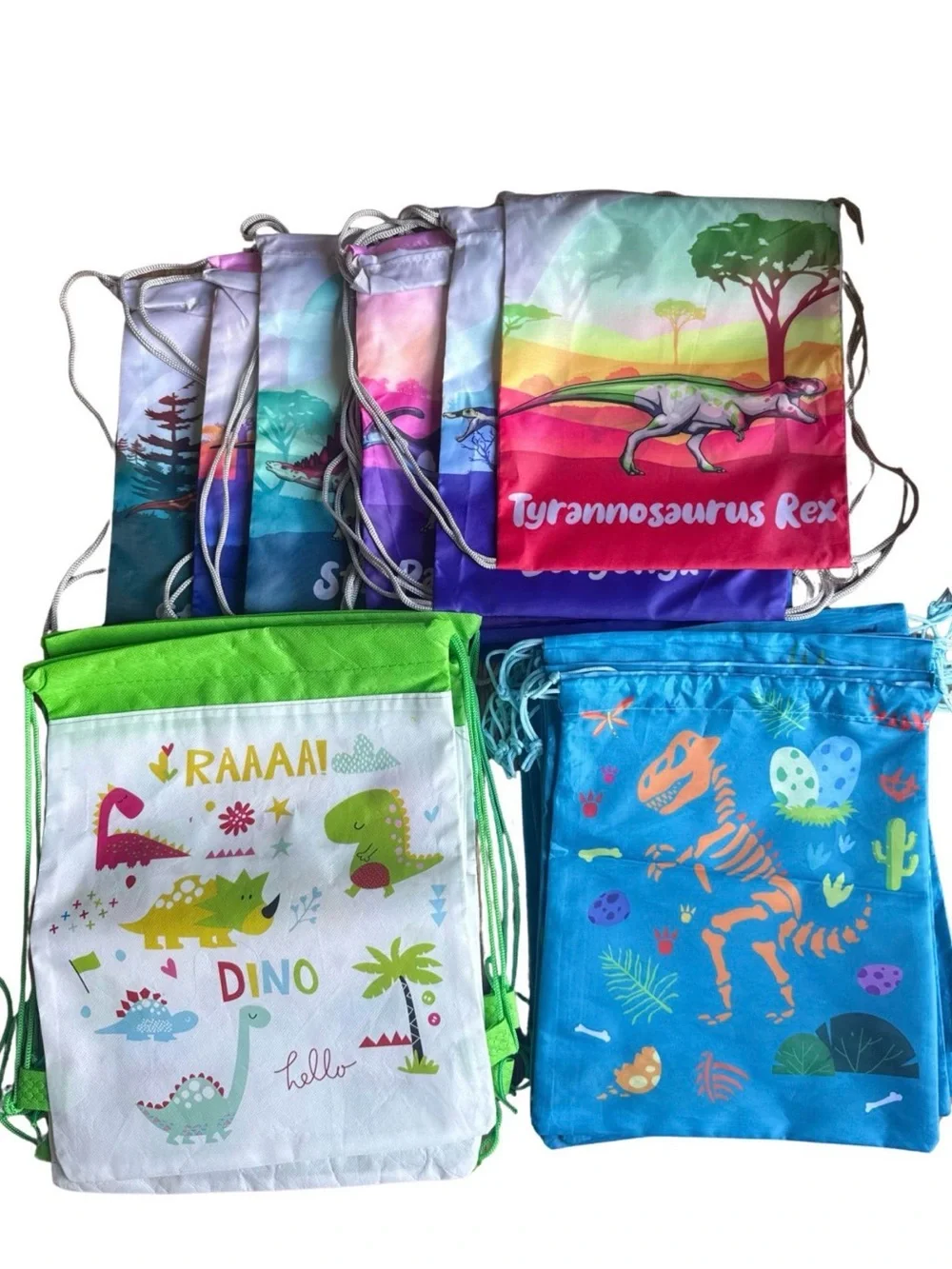 30 Dinosaur Drawstring Bags ALL NEW Perfect for kids, goodie bags